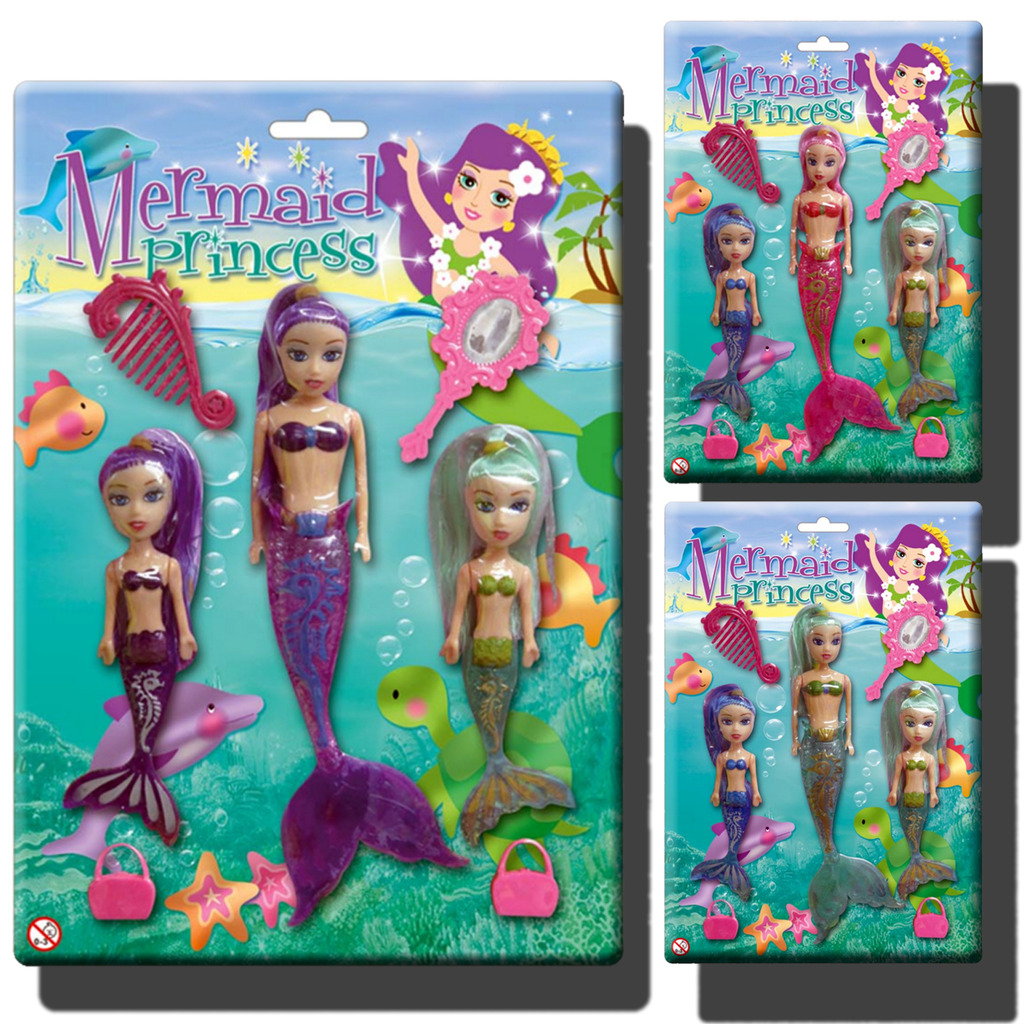 Mermaid Dolls Toys Girls 3 Piece Princess Bath Time Waterproof Water ...